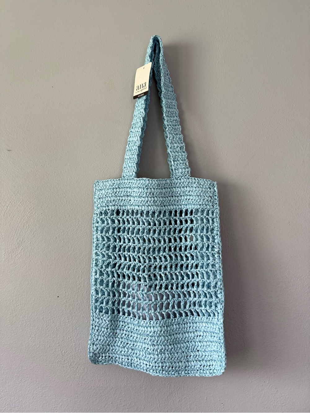 a.n.a Pastel Blue Crochet Tote Bag